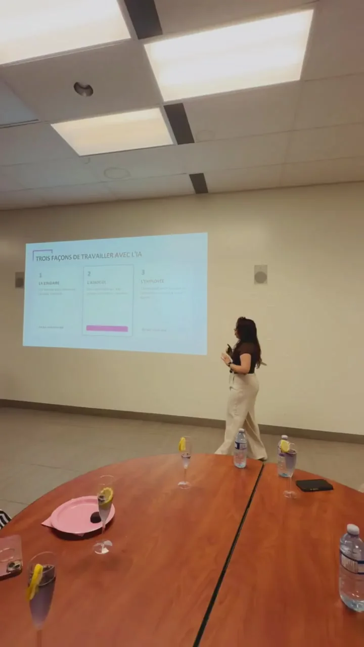 Nadeje presenting three ways to work with AI during the previous session
