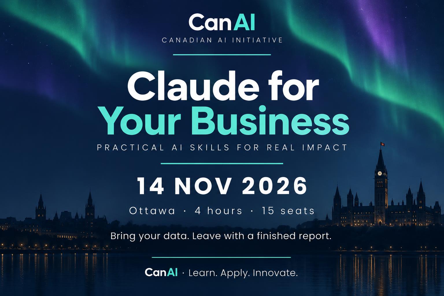 CanAI Claude for Your Business workshop poster, November 14, 2026, Ottawa